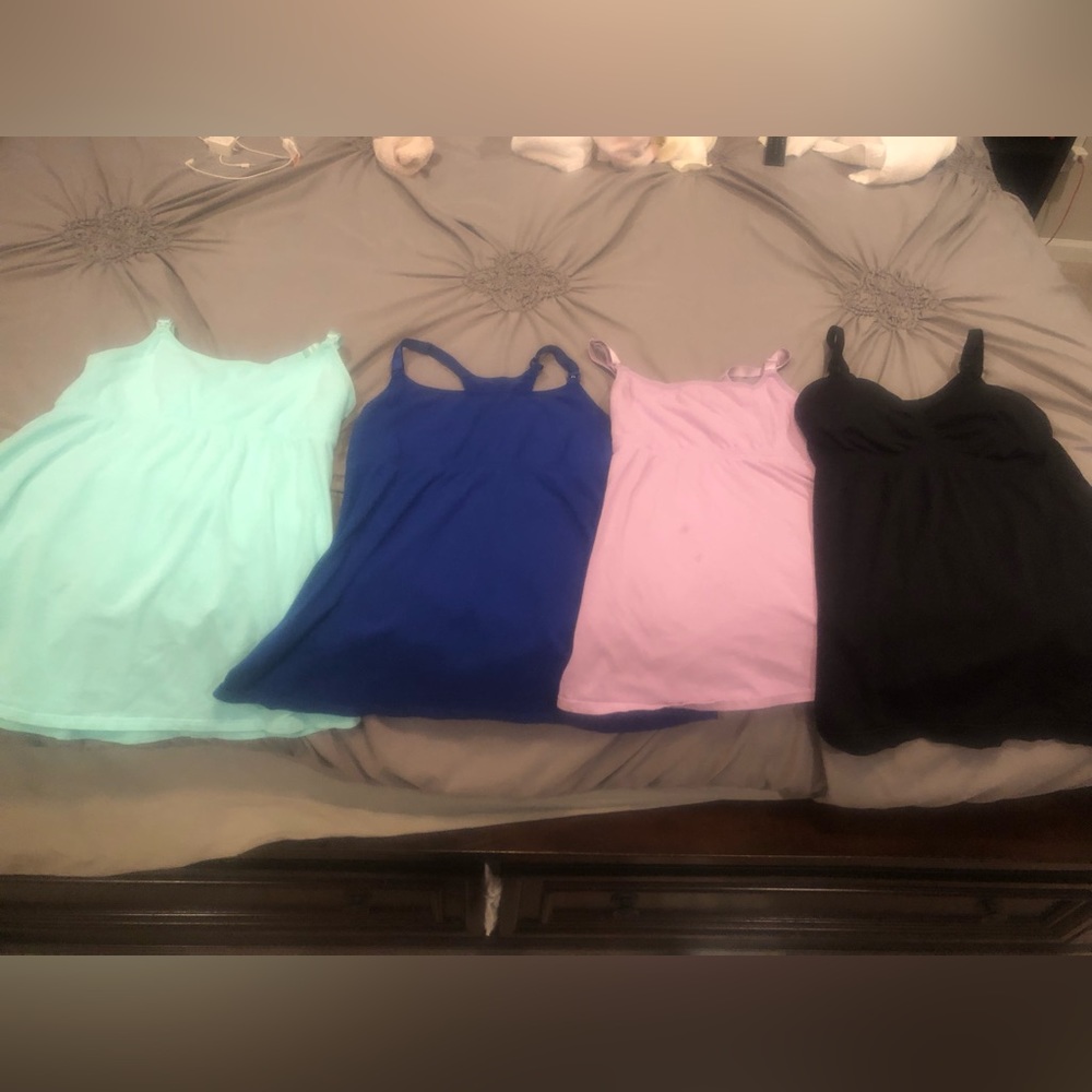 4 nursing spaghetti strap shirts, size large